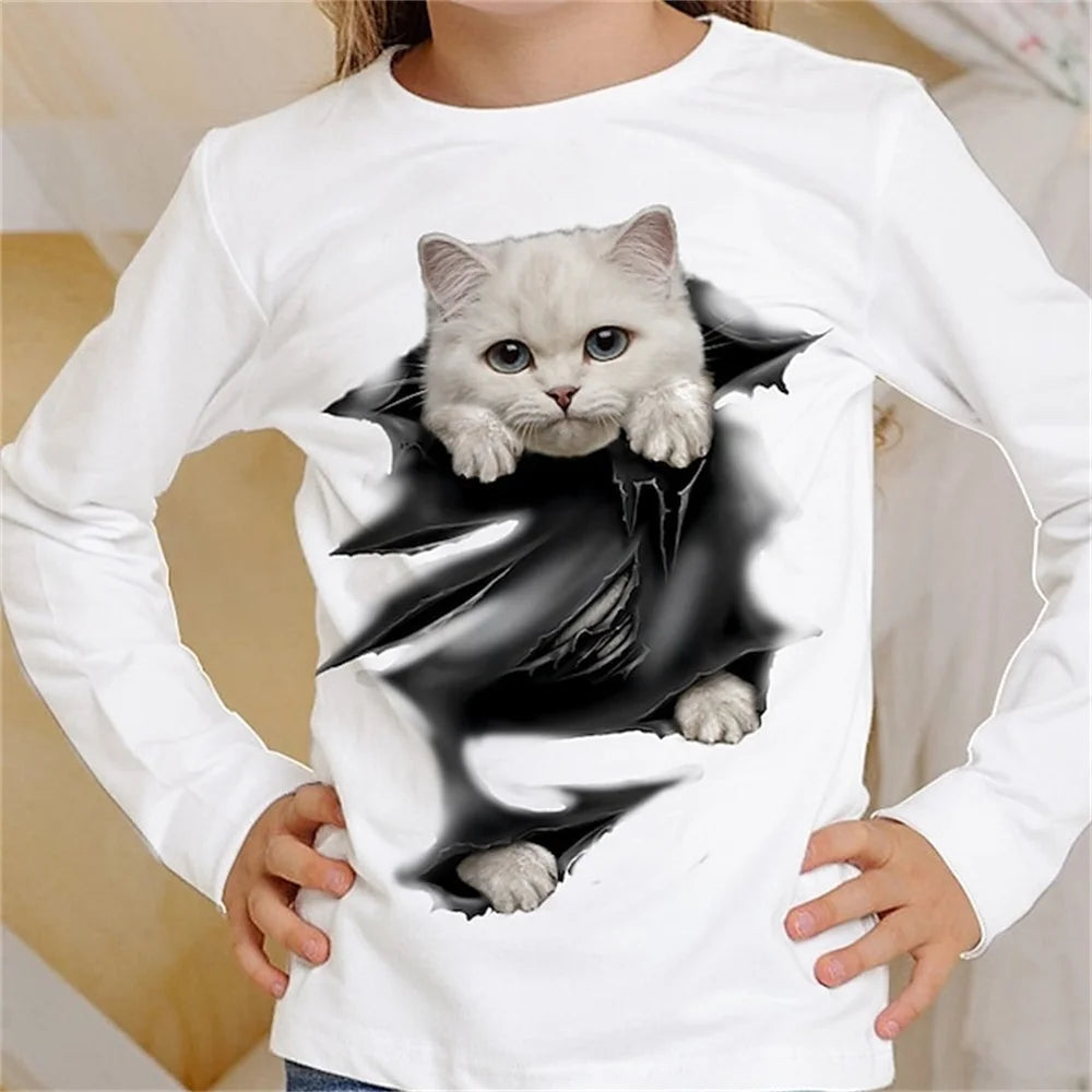 3D Graphic Cat T-shirt