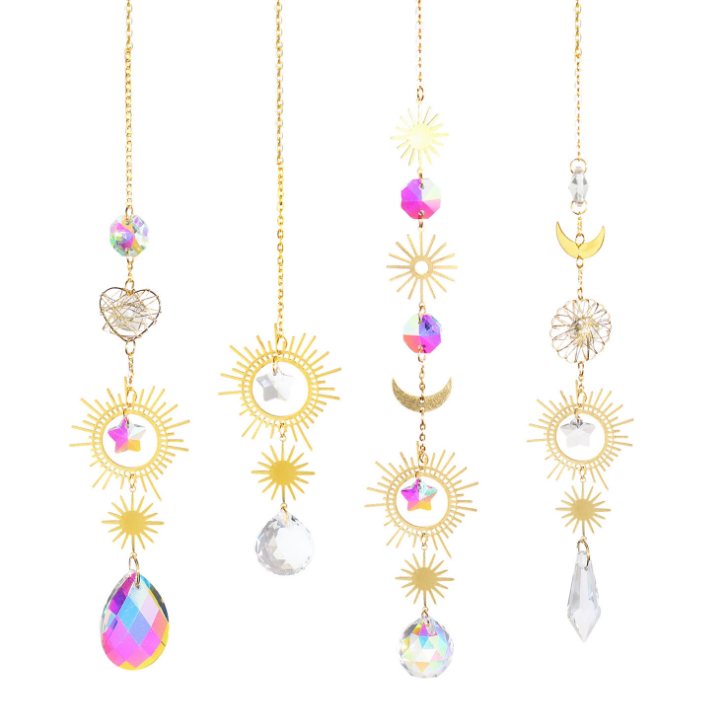 Golden Moon & Star Crystal Sun Catcher