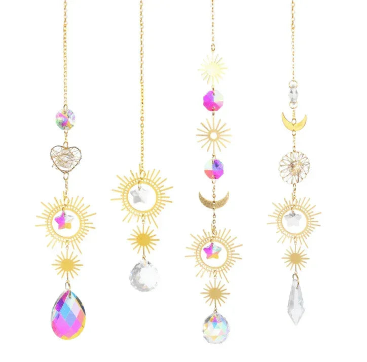 Golden Moon & Star Crystal Sun Catcher A