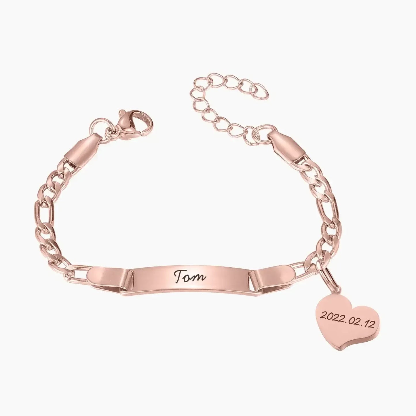 Adjustable Gold Baby Name Bracelet QB782-R-Heart / child size 13cm / no custom text