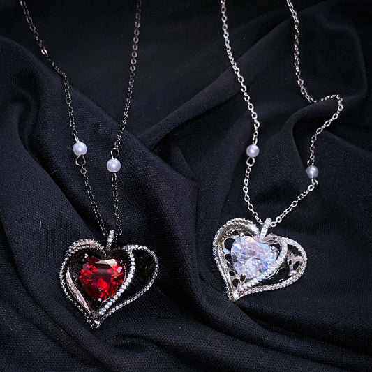 Queen of Hearts Necklace Black + Ruby