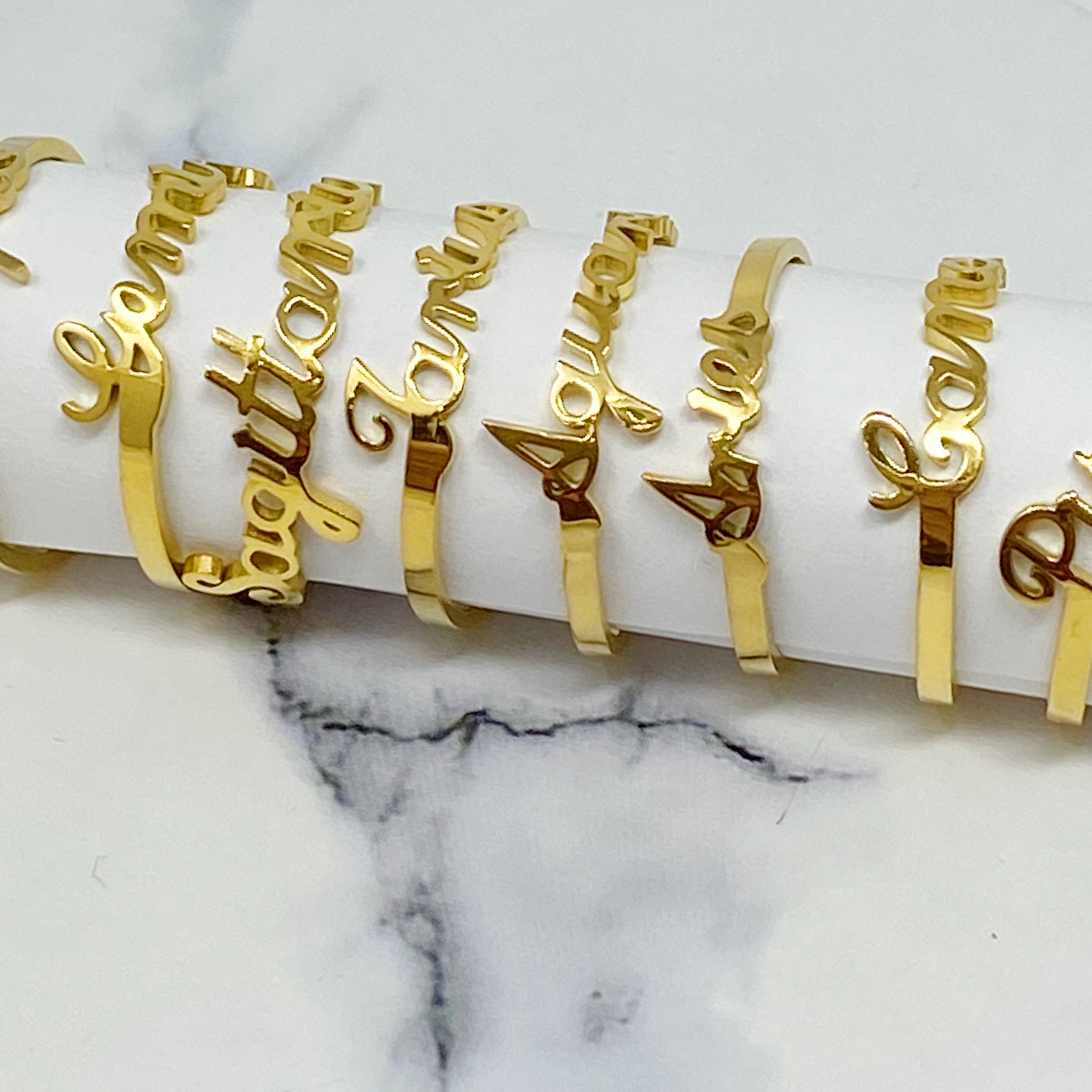 Elegant Scripted Zodiac Ring – Adjustable 18K Gold Plated Stainless Steel