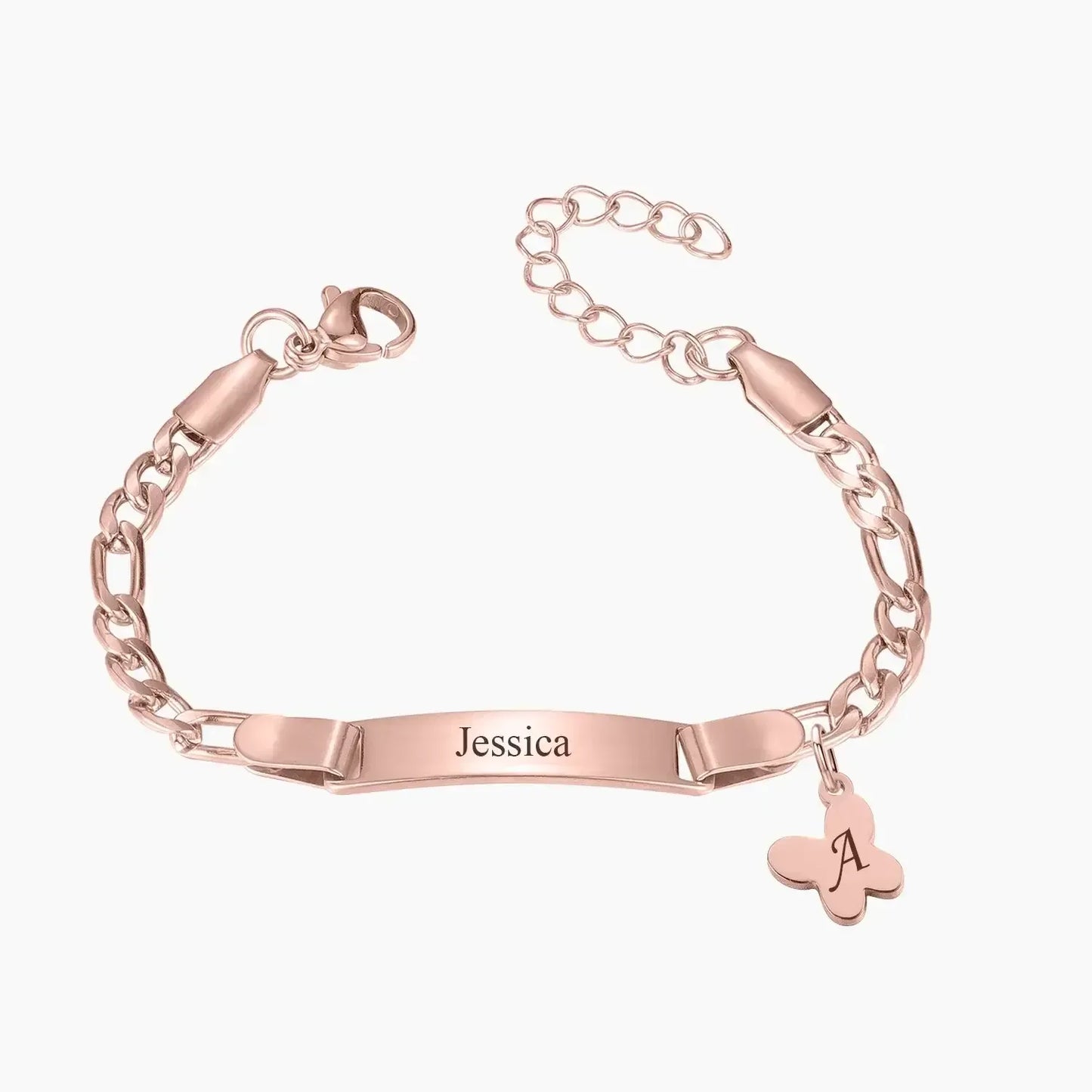 Adjustable Gold Baby Name Bracelet QB782-R-Butterfly / child size 13cm / no custom text