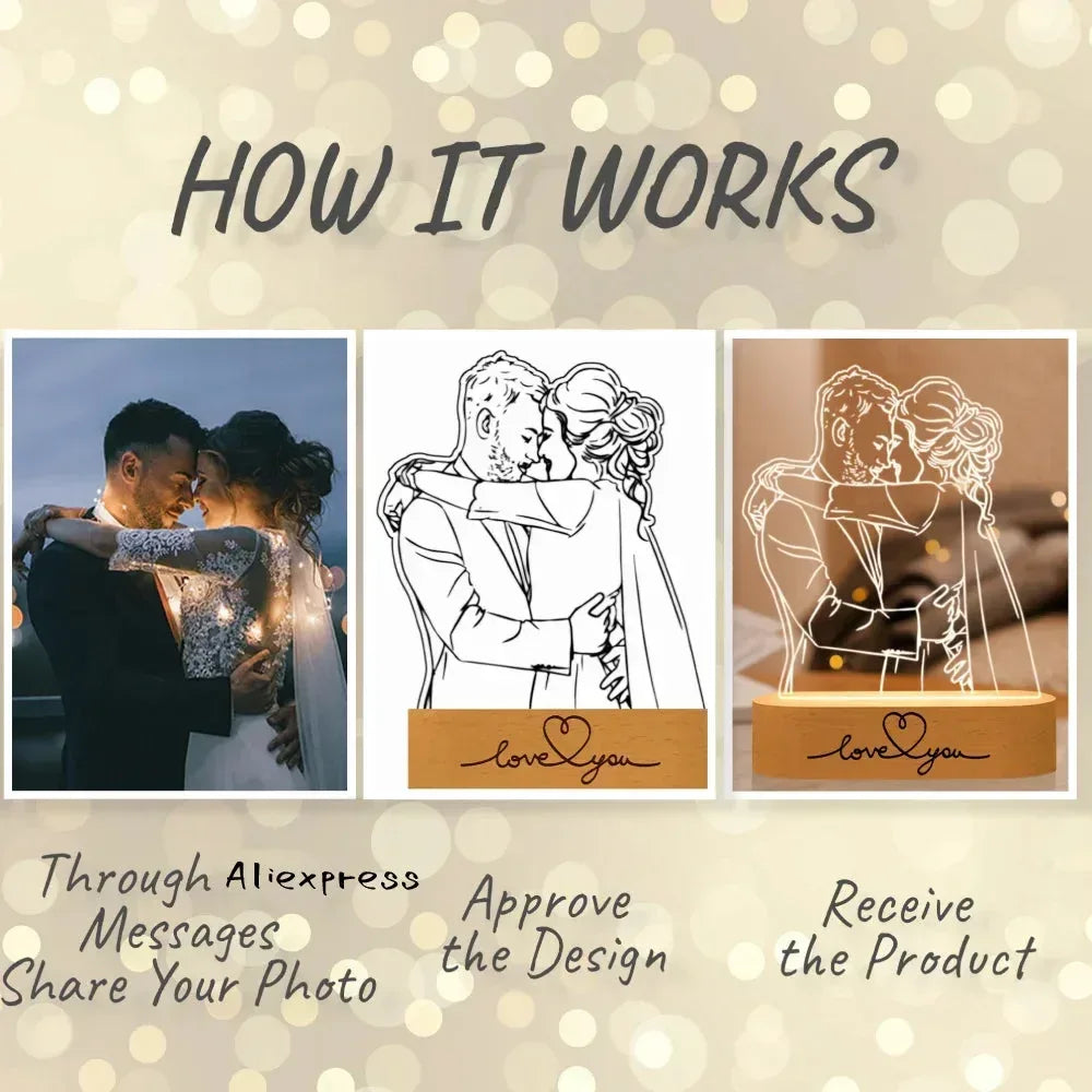 Personalized Gift Photo 3D Lamp DIY 1 Person