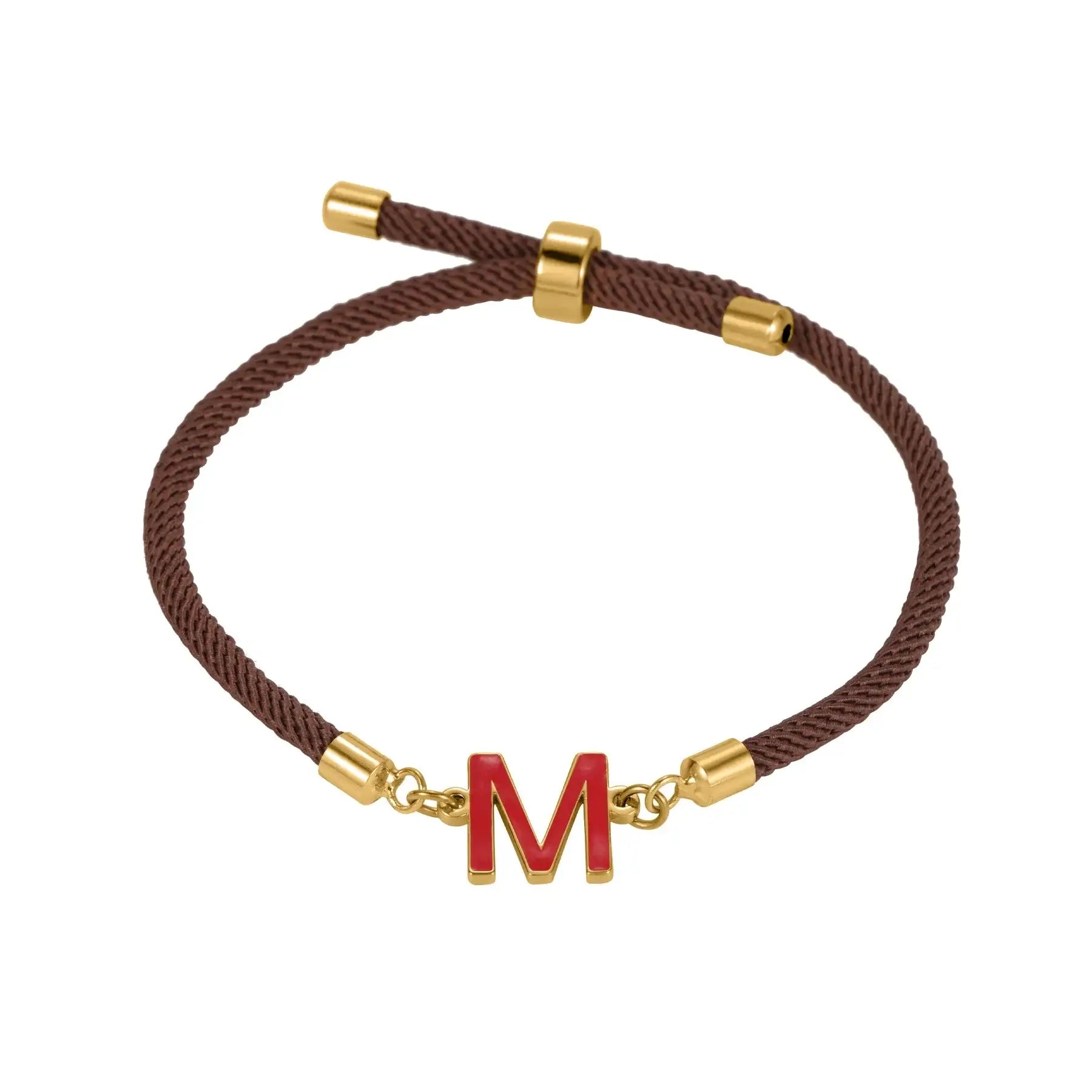 Shopminx Custom Enamel Initials Bracelet Stainless Steel Personalized Gold / Adjustable / Commonly color 1