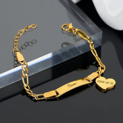 Adjustable Gold Baby Name Bracelet QB782-G-crown / youth size16cm / custom text