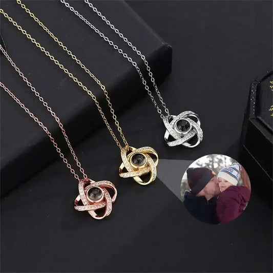 925 Silver Four-Leaf Clover Projection Necklace silver color / 925sliver / 14inchs