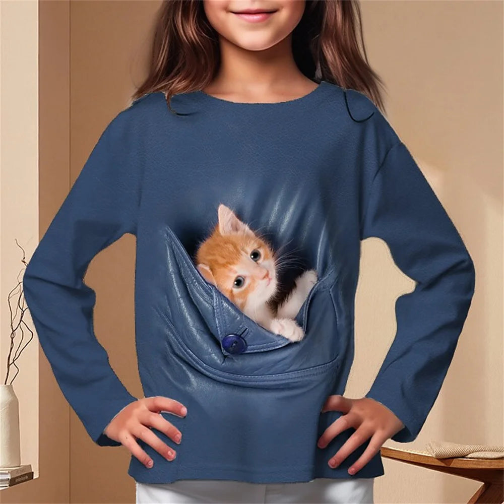 3D Graphic Cat T-shirt