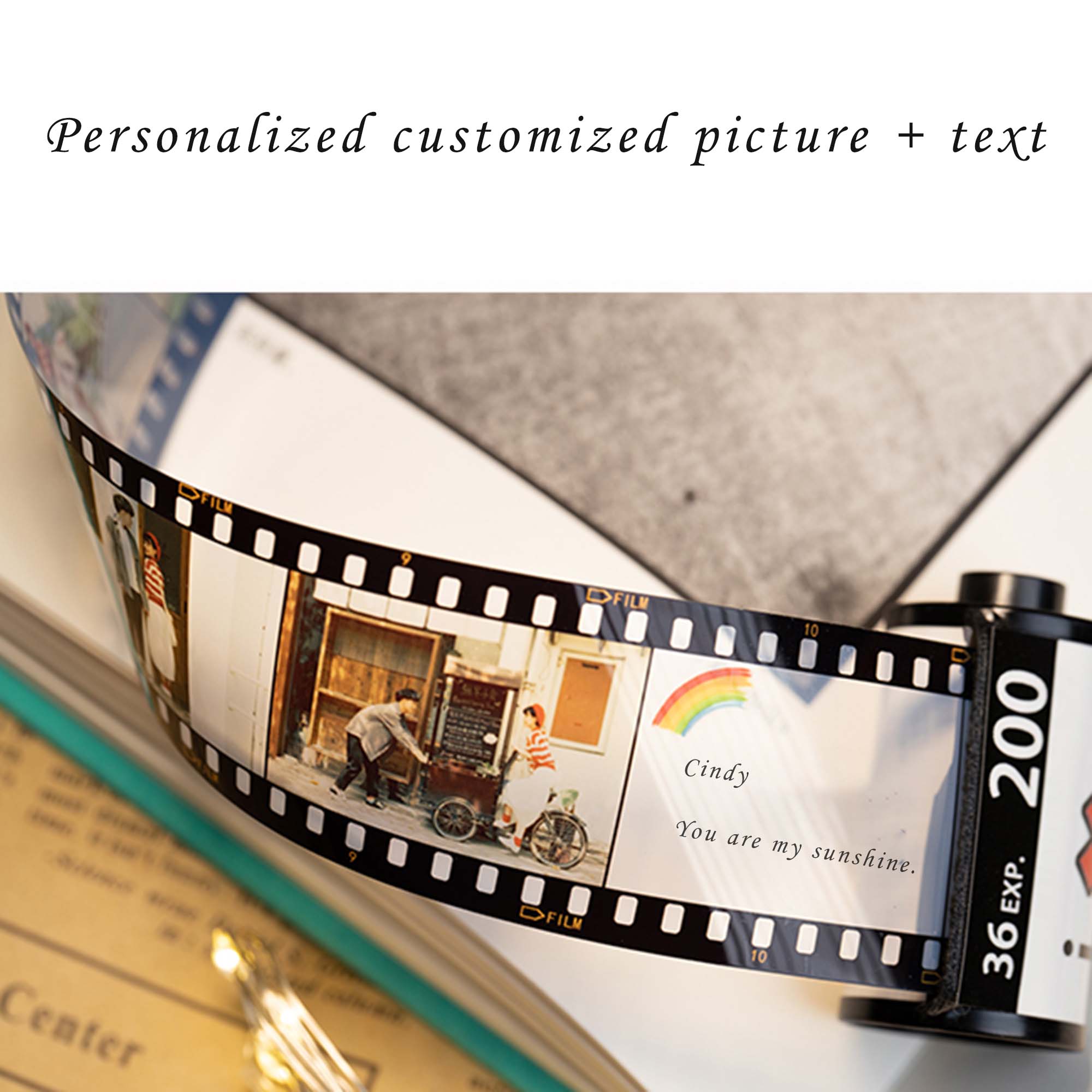 New Customized 10 Photos 2 Texts Memory Film Roll Keychain DIY Custom Album Keyring Personalized Wedding Anniversary Lovers Gift