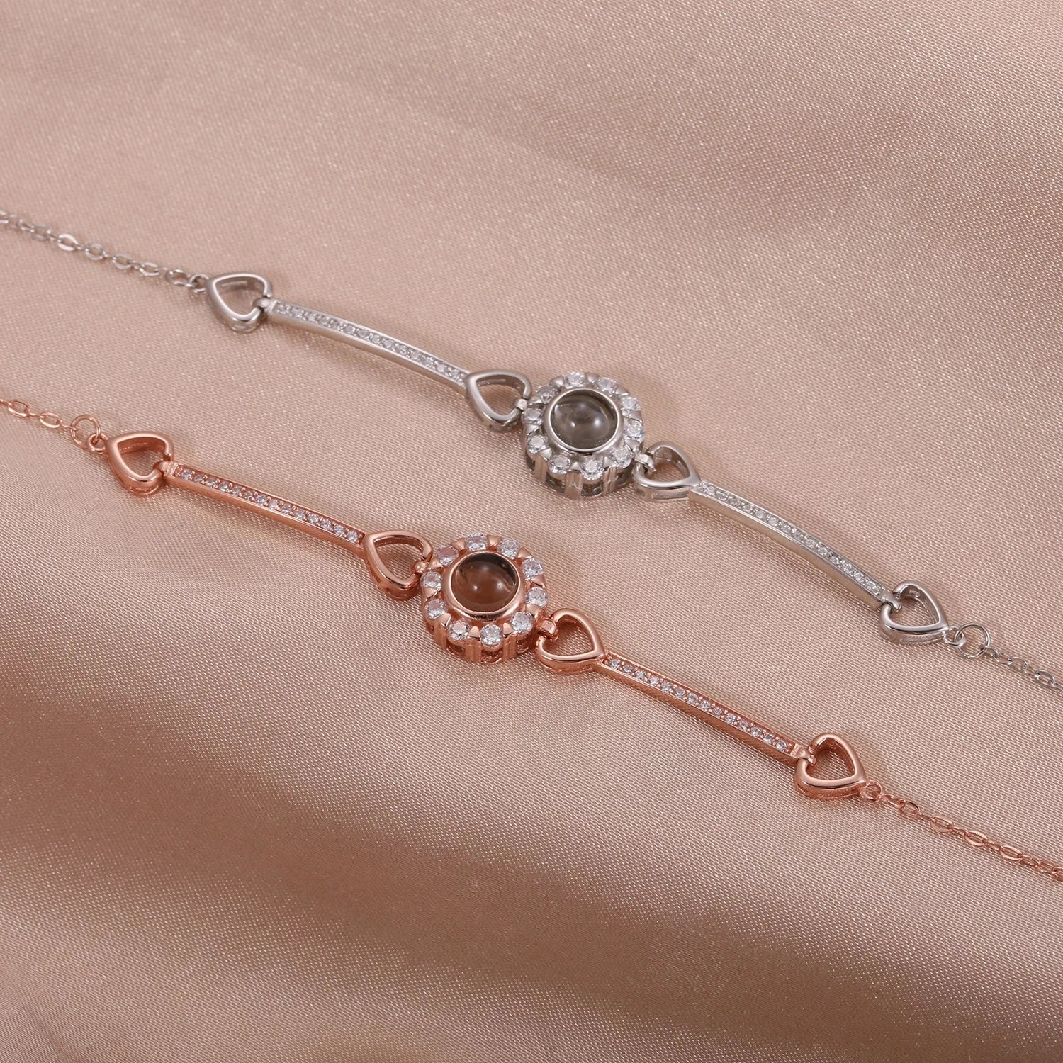 Personalized 925 Sterling Silver Projection Photo Bracelet