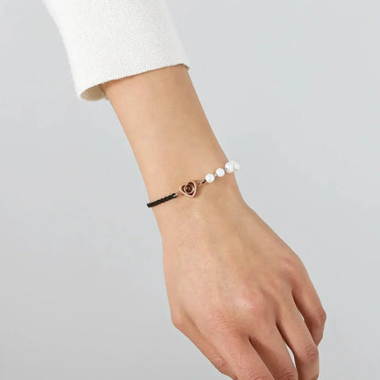 Handmade Pearl Projection Bracelet Custom Photo Luxury Pink 1 / adjustable / steel bead|United States