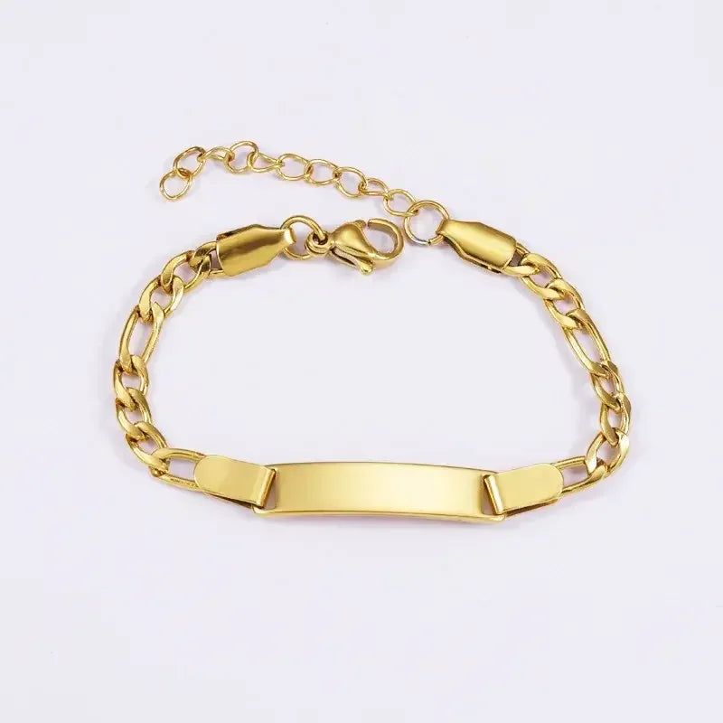 Adjustable Gold Baby Name Bracelet QB782-G / youth size16cm / custom text