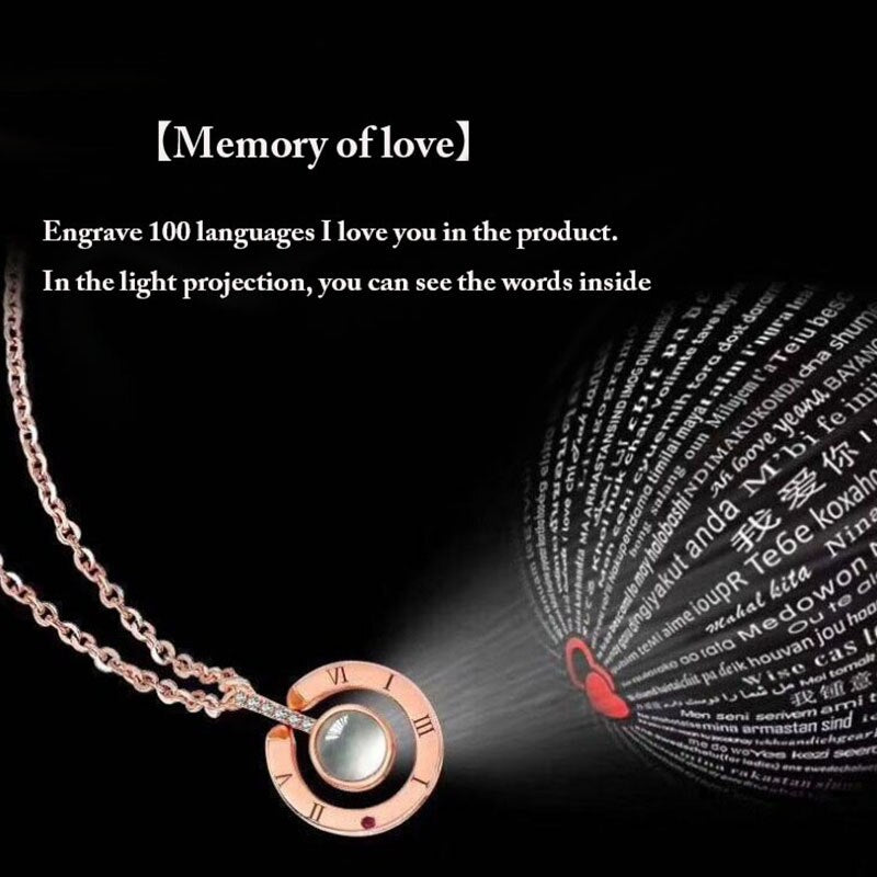 100 languages I love you Projection Pendant Necklace Romantic Love Memory Wedding Necklace