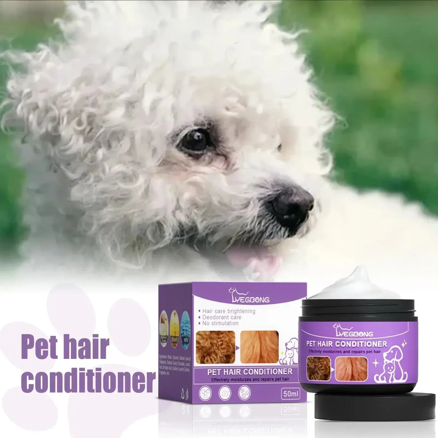 Pet Hair Care Cream Moisturizes Care Pet Hair Conditioner Dry Skin Pet Hair Conditioner for Pet Fur Hair Dogs 50ML