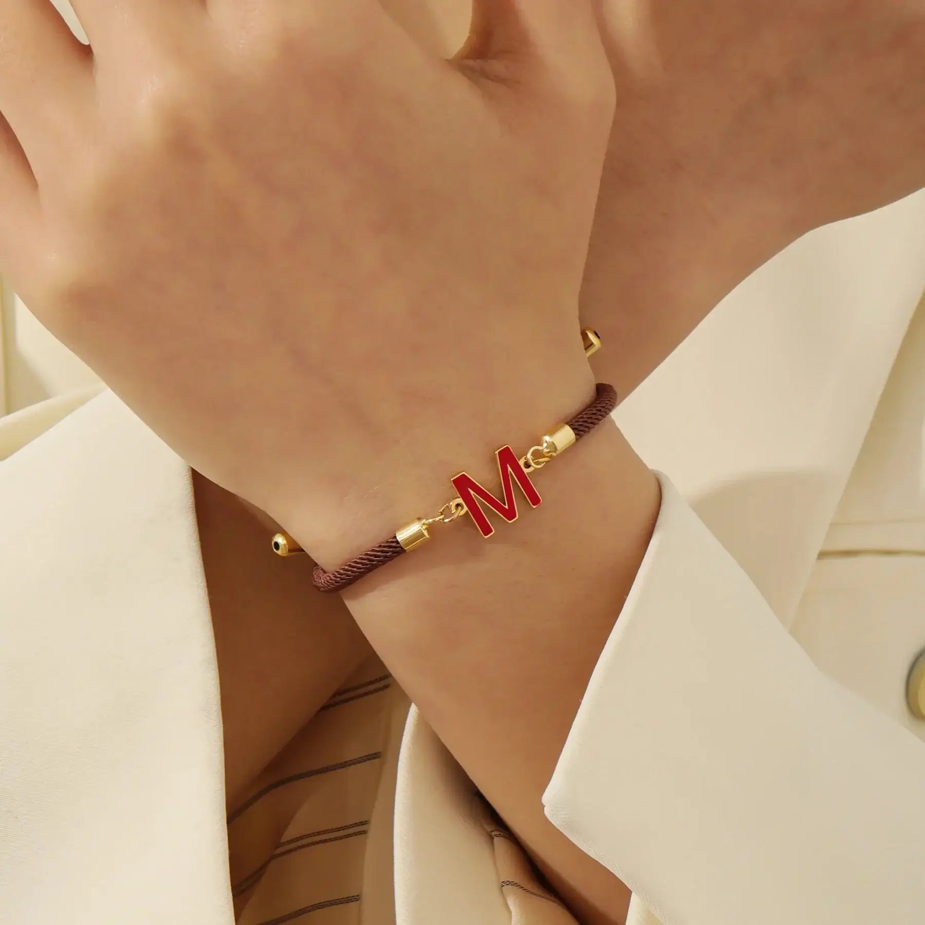 Shopminx Custom Enamel Initials Bracelet Stainless Steel Personalized Steel / Adjustable / Commonly color 8