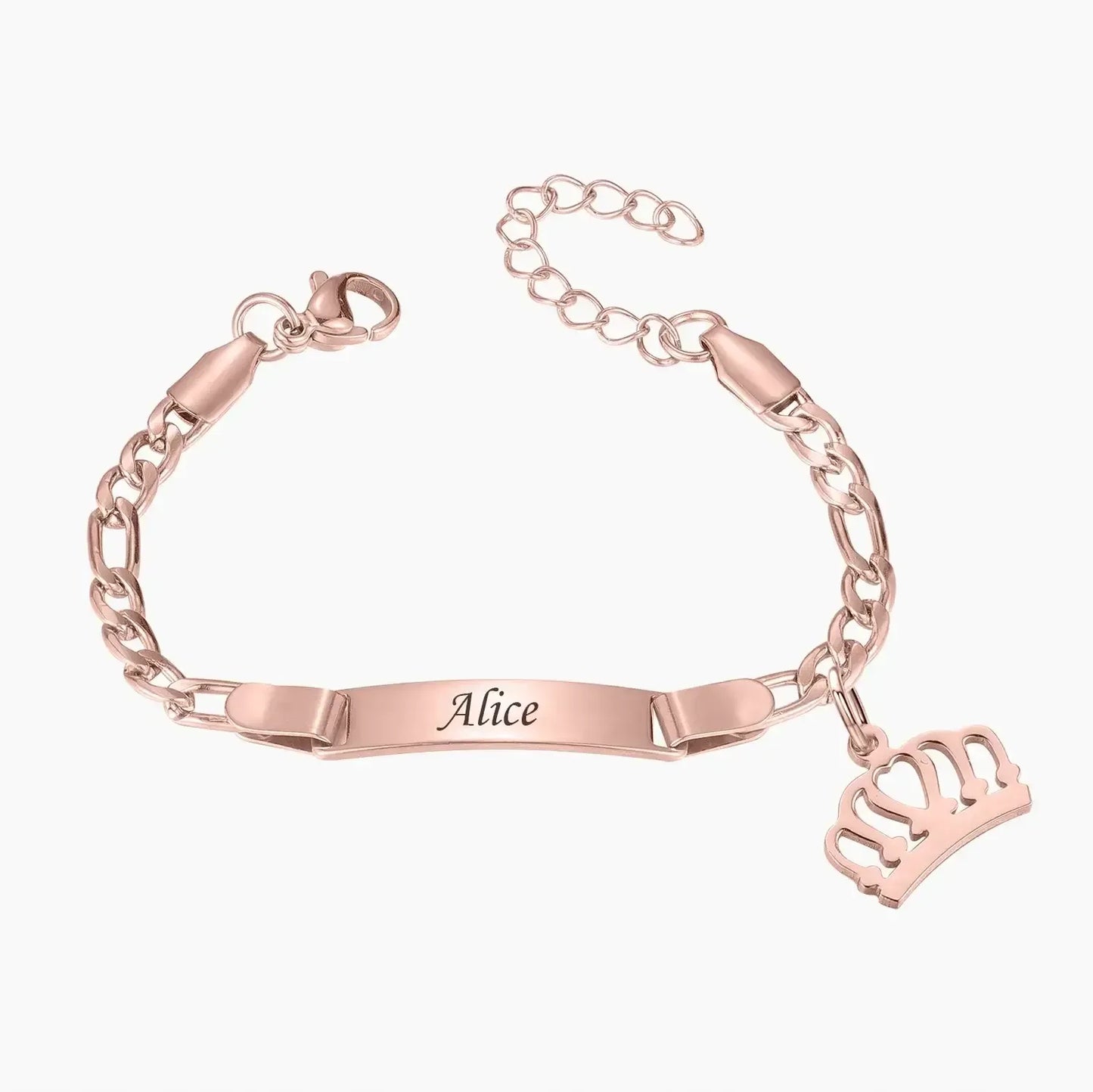 Adjustable Gold Baby Name Bracelet QB782-R-crown / adult size 18cm / custom text
