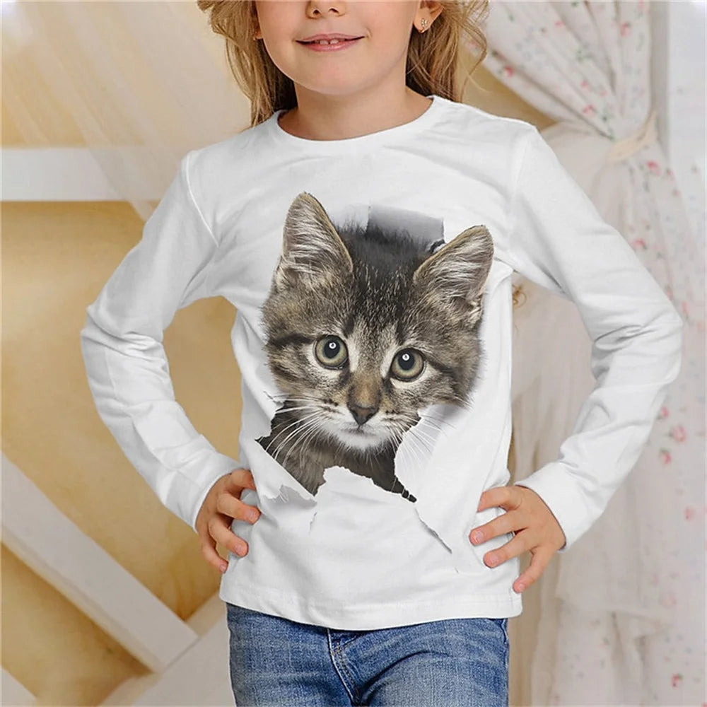 3D Graphic Cat T-shirt