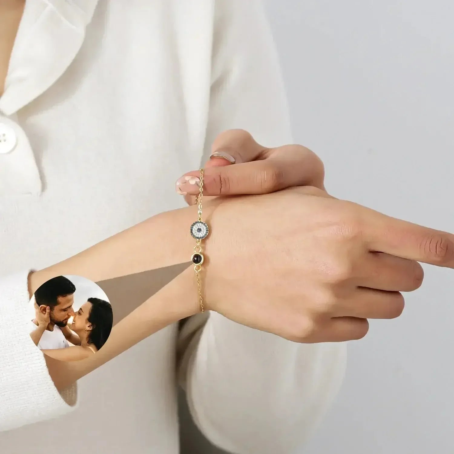 Light Luxury Photo Projection Bracelet Style 8-TYPB1884 / Adjustable / Rose Gold