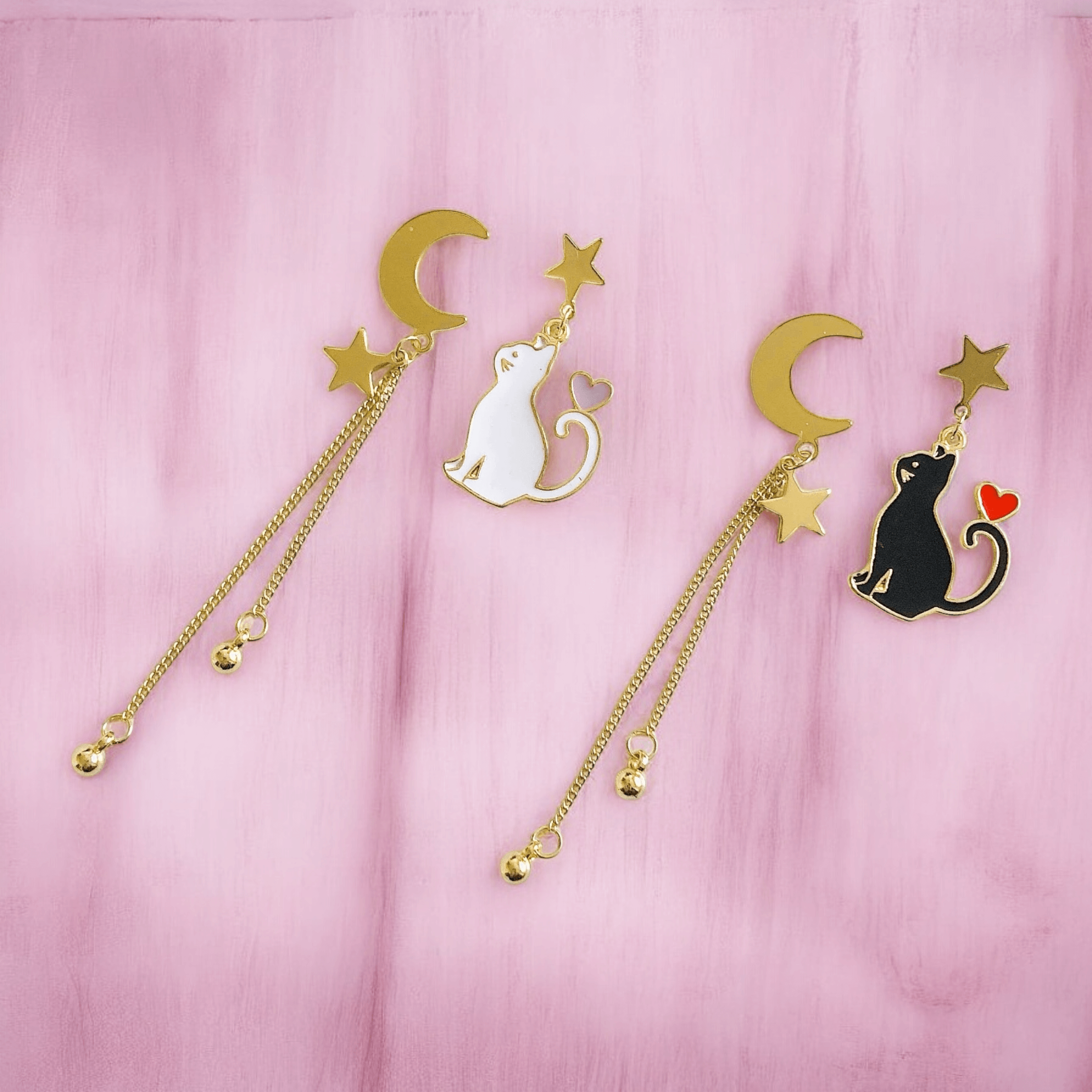 Shopminx Wish Upon a Cat Earrings Black
