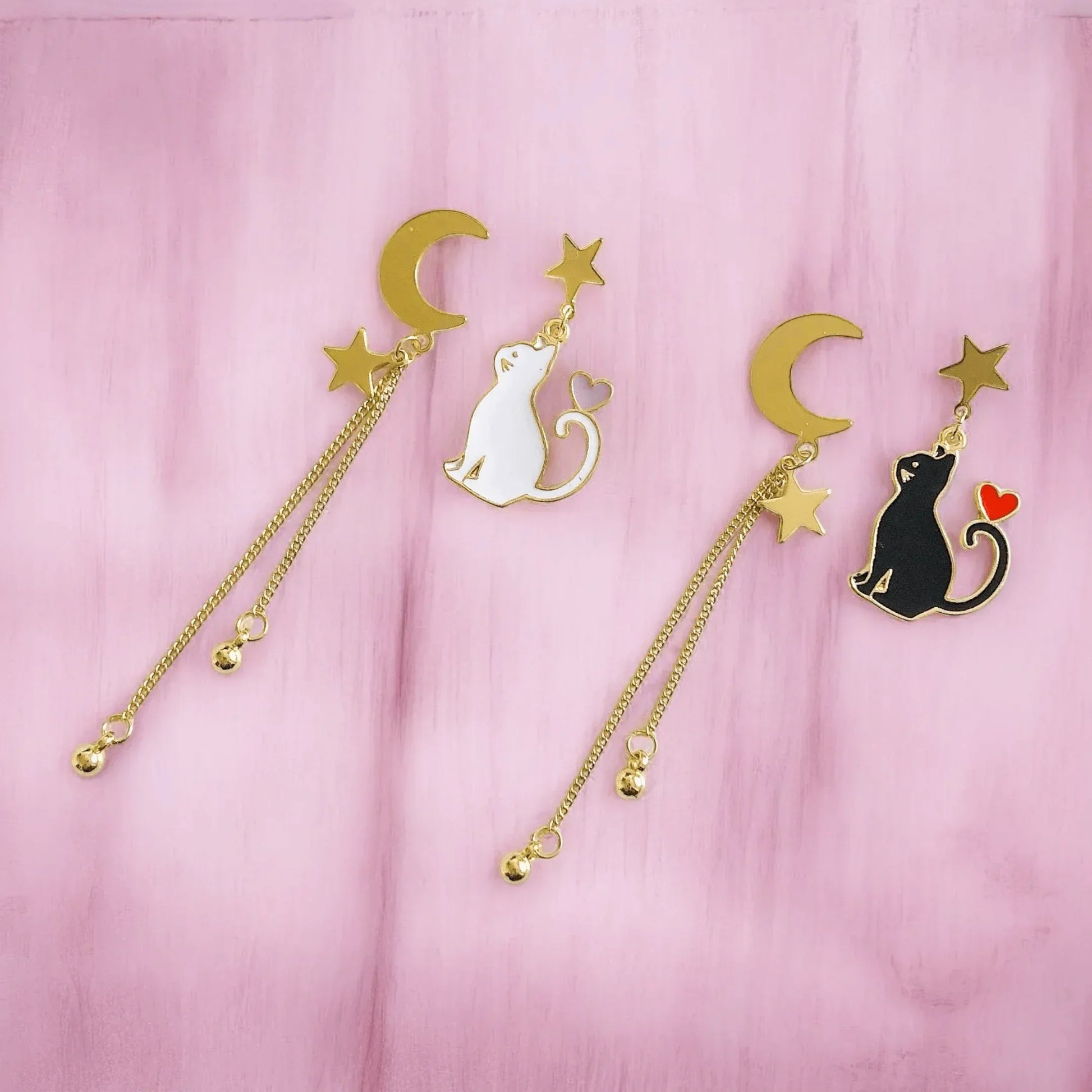 Wish Upon a Cat Earrings Black