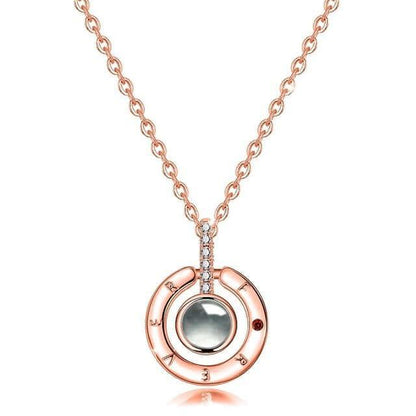 I Love You" 100 Languages Projection Necklace Gold