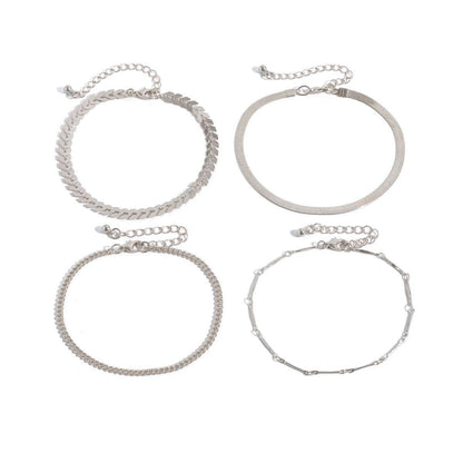 Love Beaded Punk Chain Foot Chain Set Hip Hop Personalized Snake Bone Chain Foot Anklet eprolo