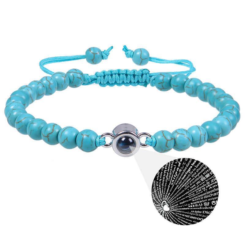 Photo projection bracelet 100 languages I Love You natural stone custom bracelet picture jewelry Rose Quartz