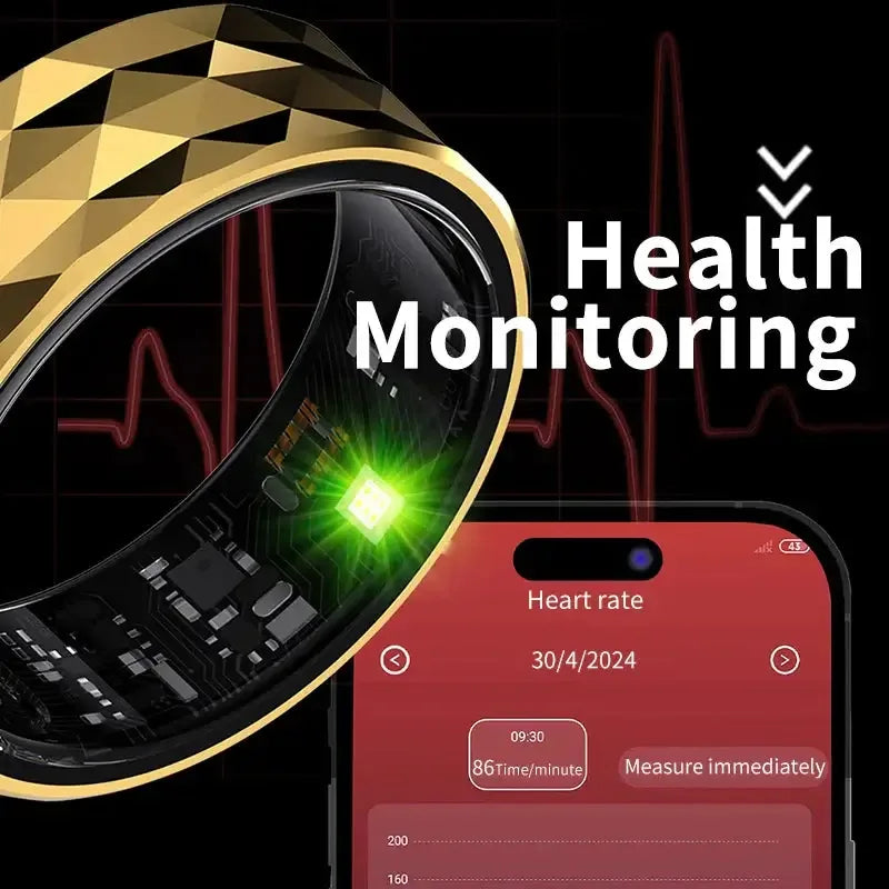 Bluetooth Smart Ring with Health Tracking Gold 18