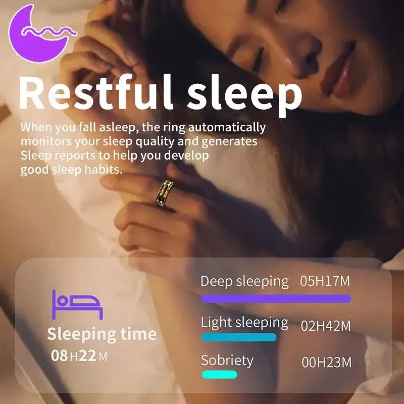 Bluetooth Smart Ring with Health Tracking Gold 18