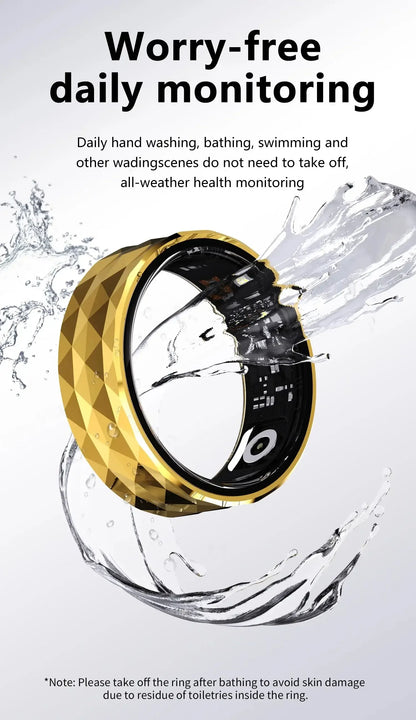 Bluetooth Smart Ring with Health Tracking Gold 18