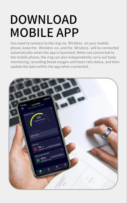Bluetooth Smart Ring with Health Tracking Gold 18