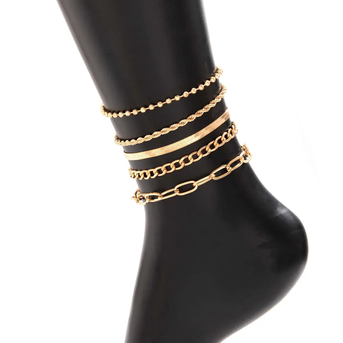 Love Beaded Punk Chain Foot Chain Set Hip Hop Personalized Snake Bone Chain Foot Anklet eprolo