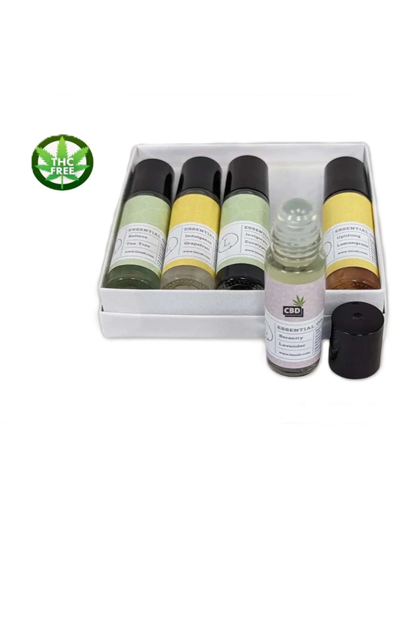 CBD Essential Oils Roll-On set with Crystals and CBD (THC free) Yes