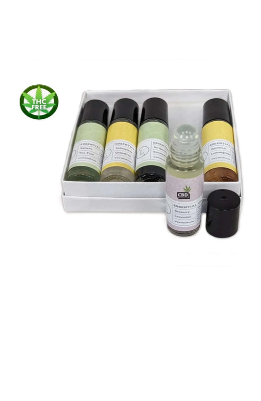 CBD Essential Oils Roll-On set with Crystals and CBD (THC free) Yes