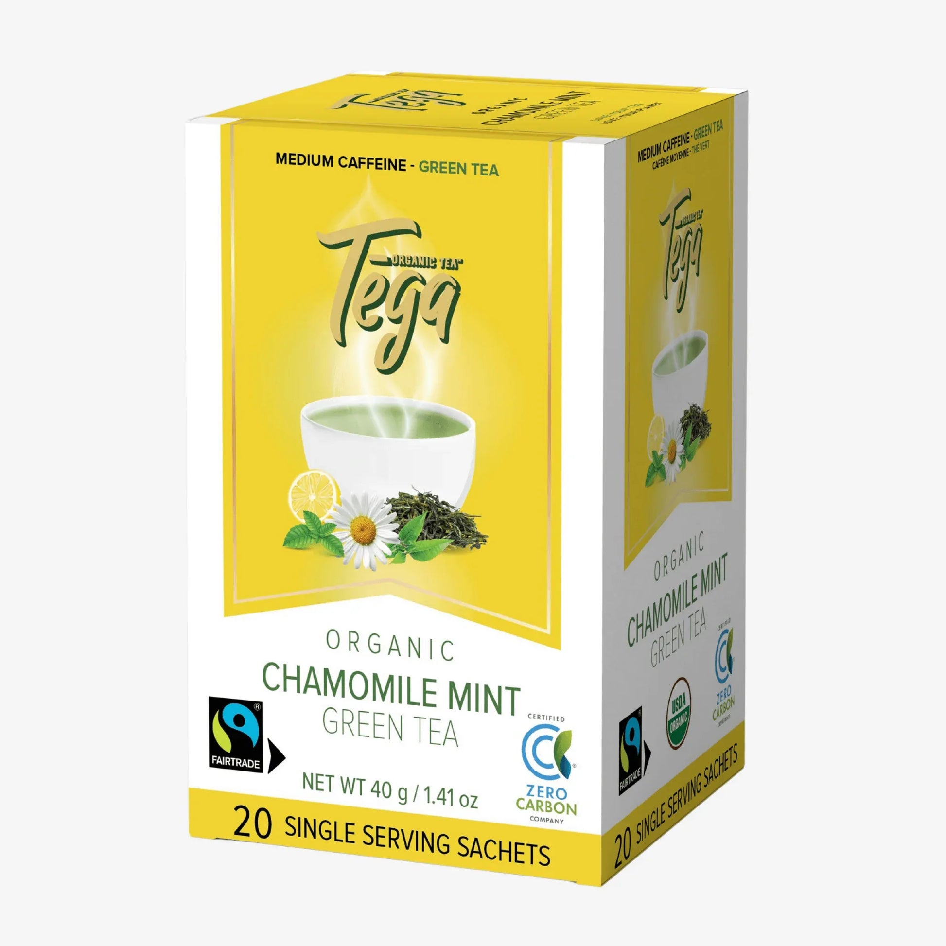 Chamomile Mint Green Tea w. Citrus Organic Fairtrade 20ct 3 x 20ct Box - SAVE 15%