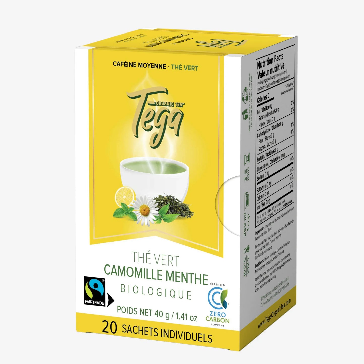 Chamomile Mint Green Tea w. Citrus Organic Fairtrade 20ct 3 x 20ct Box - SAVE 15%