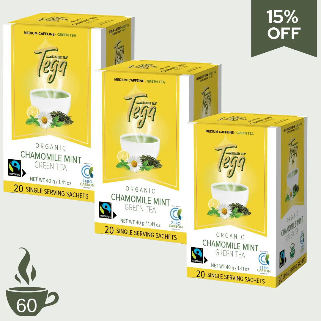 Chamomile Mint Green Tea w. Citrus Organic Fairtrade 20ct 3 x 20ct Box - SAVE 15%