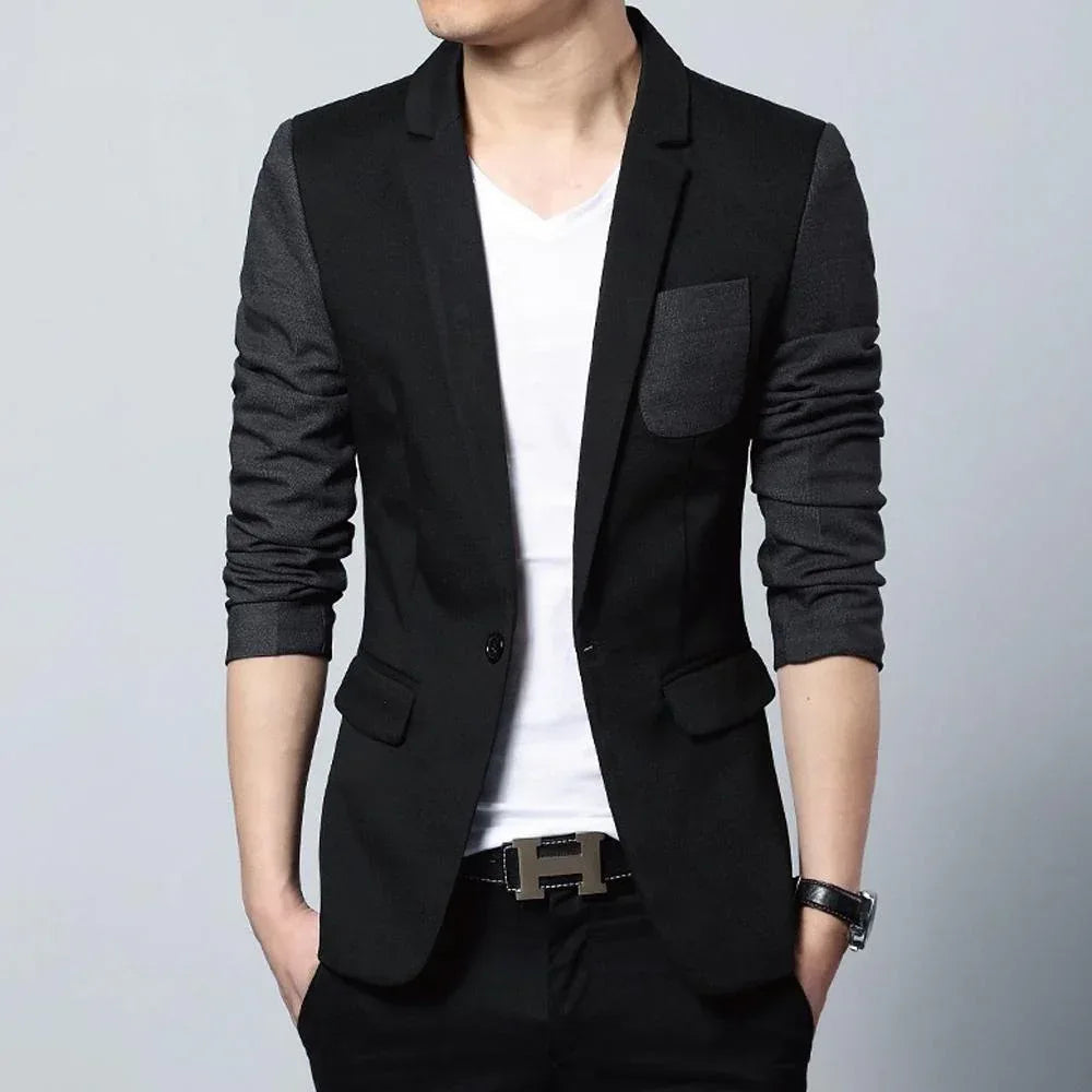 Mens Two Tone Slim Fit Casual Blazer M / Black
