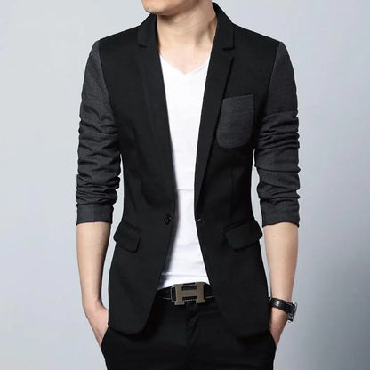 Mens Two Tone Slim Fit Casual Blazer M / Black
