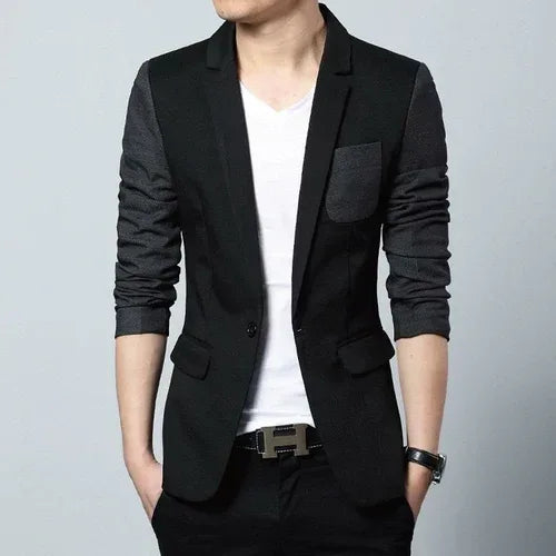 Mens Two Tone Slim Fit Casual Blazer M / Black