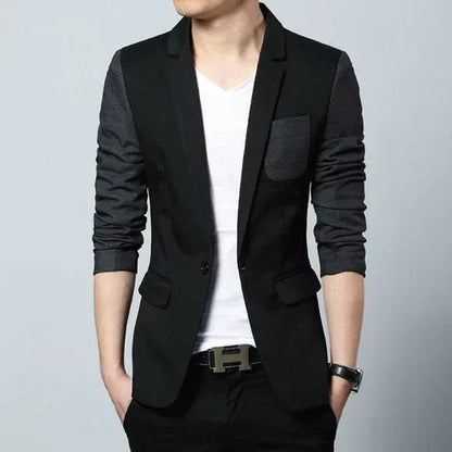 Mens Two Tone Slim Fit Casual Blazer M / Black