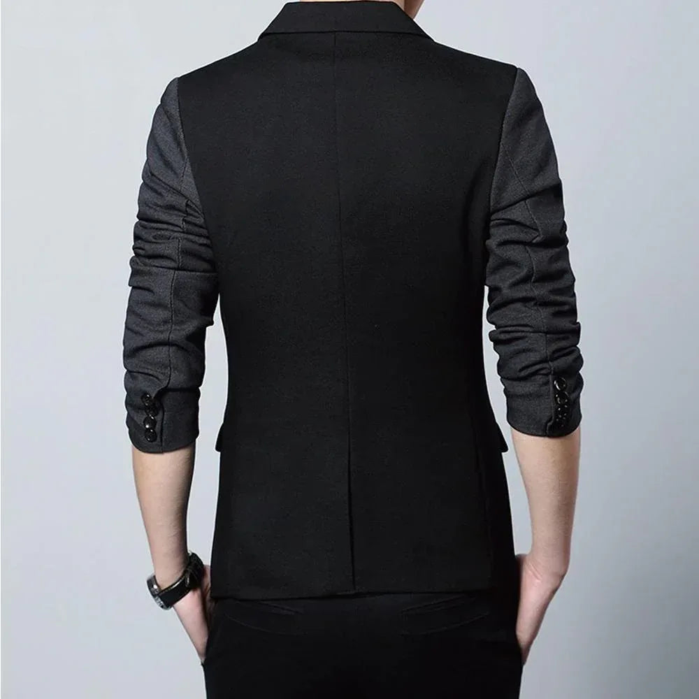 Mens Two Tone Slim Fit Casual Blazer M / Black