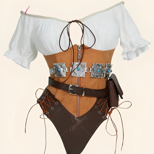 Ciri Cosplay Costume Set for Women – Bodysuit, Belt, & Accessories, Sizes S–XL
