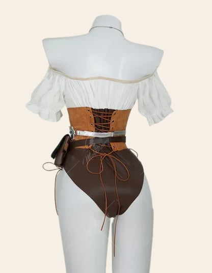 Ciri Cosplay Costume Set for Women – Bodysuit, Belt, & Accessories back view