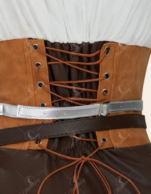 Close-up of Ciri Cosplay Costume Set for Women – Bodysuit, Belt, & Accessories back view
