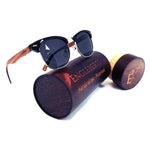 Real Walnut Wood Club Style Sunglasses With Bamboo Case, Polarized Default Title