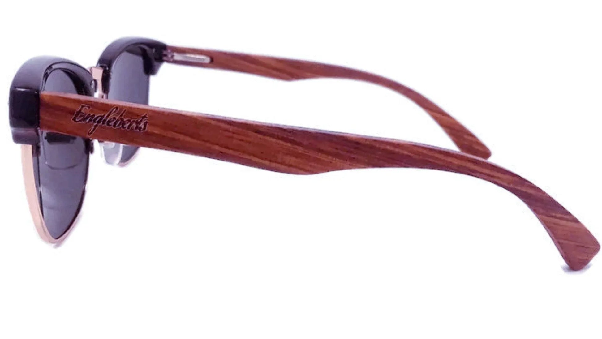 Real Walnut Wood Club Style Sunglasses With Bamboo Case, Polarized Default Title