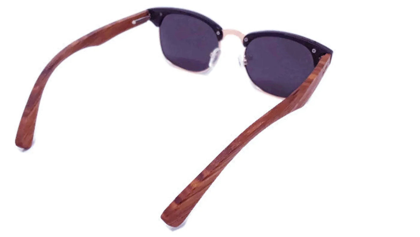 Real Walnut Wood Club Style Sunglasses, Polarized Lenses Default Title