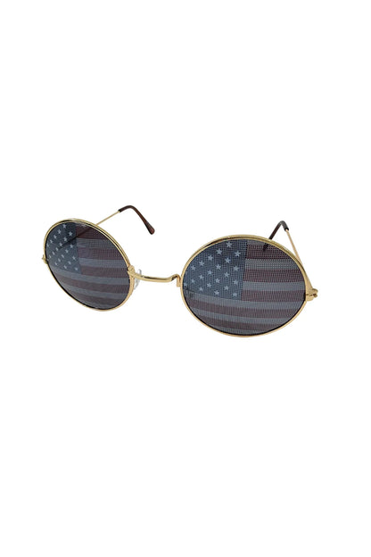American Flag Round Shaped Sunglasses Vermeil-N11526GD-4102 / Red / 0