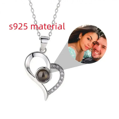 Custom Heart Projection Necklace – Personalized Photo Memory Gift Style 11 / Rose gold / United States